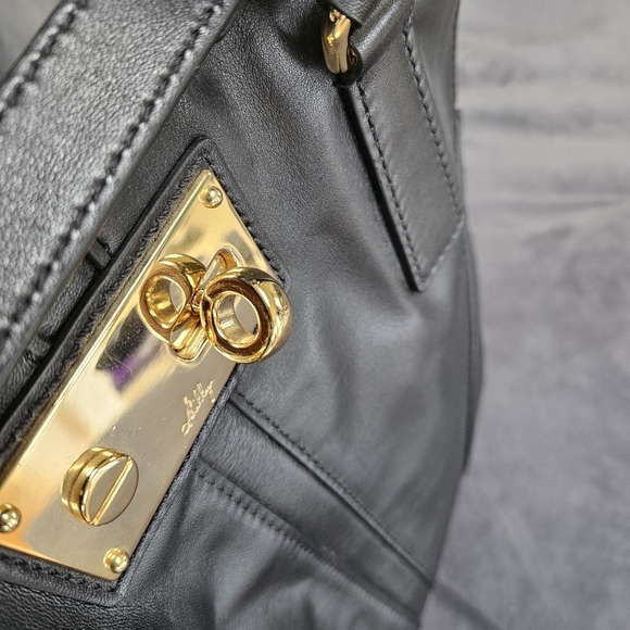 Milly black leather expandable  tote - Picture 9 of 15